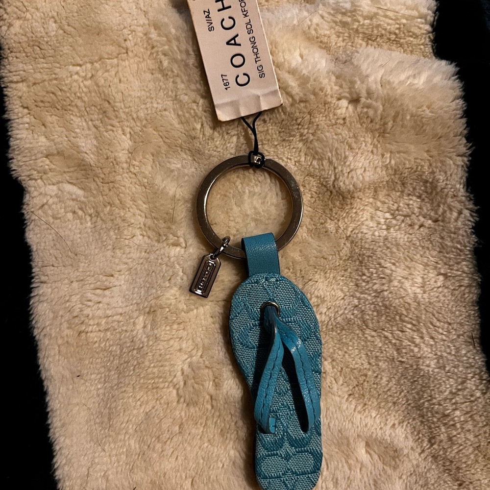 **RARE**VINTAGE**NWT**Coach Teal/Turquoise Flip Flop Keychain/FOB!😍🥰